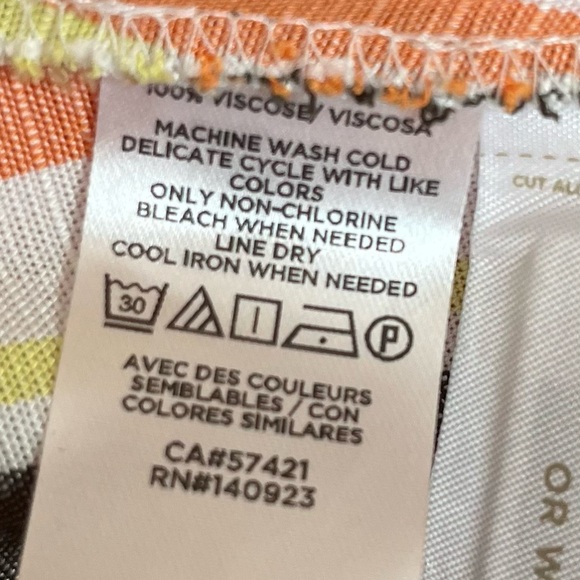 LOFT Striped Dress 14 NWT NEW Linen Swing Dress (cream pink orange brown) - Picture 9 of 13